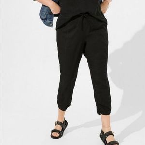 TORRID NWOT Crop Skinny Stretch Linen Side Cinch Pant